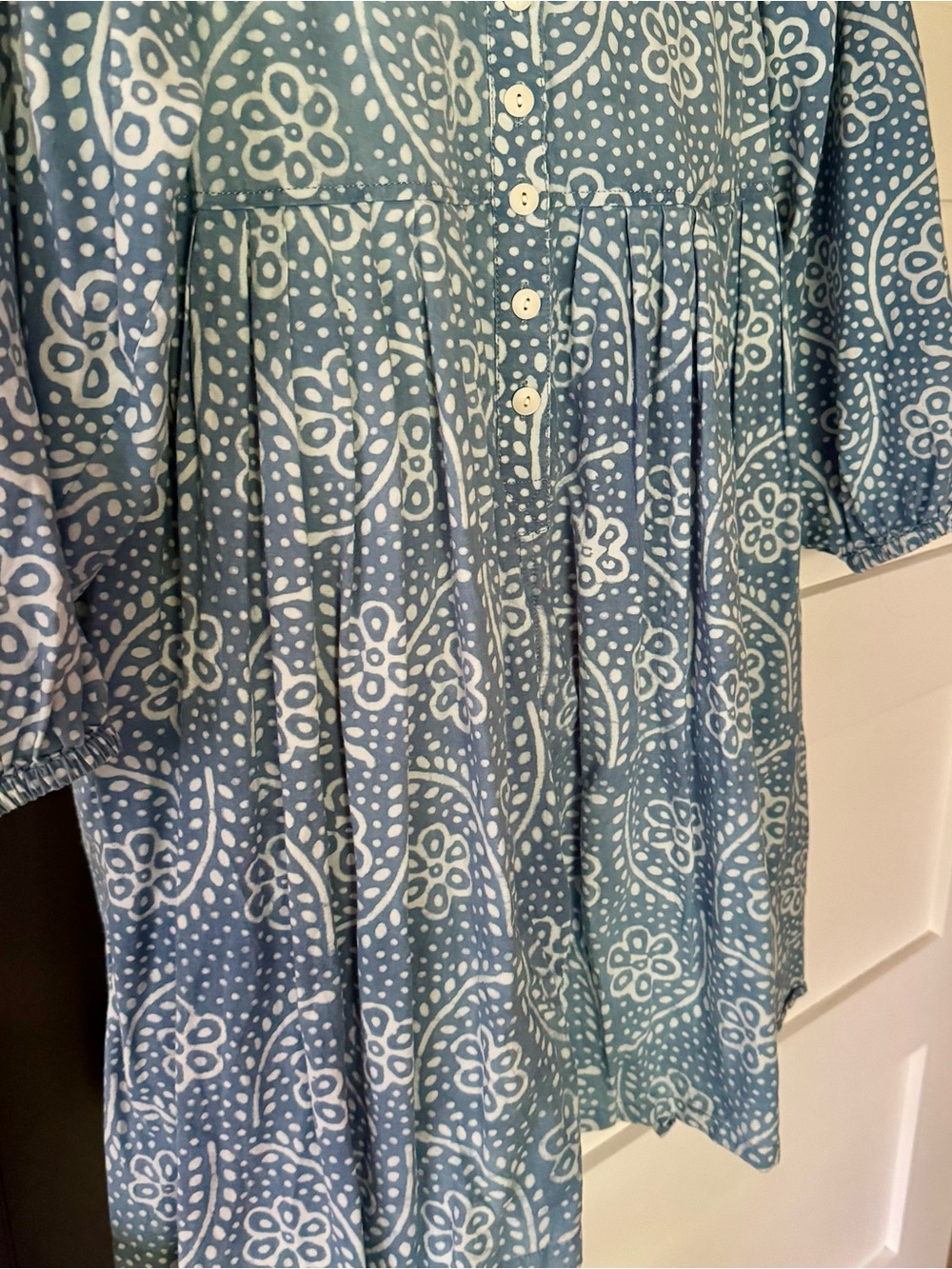 Madewell Bubble-Sleeve Button-Front Mini Dress in Indigo Paisley - Picture 7 of 9